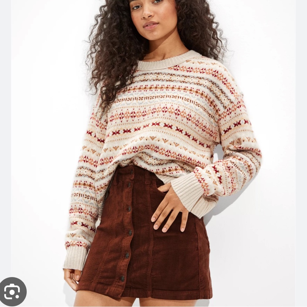 American Eagle Corduroy Button-Up Skirt